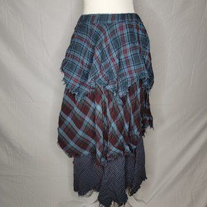 Free People CP Shades Magnolia Tiered Plaid Skirt, Small, NWT